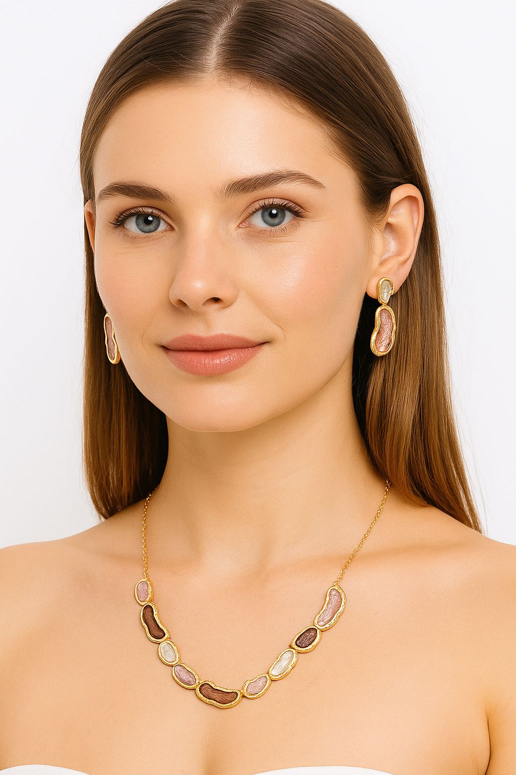 Hand-painted enamel necklace with KC gold plating for women