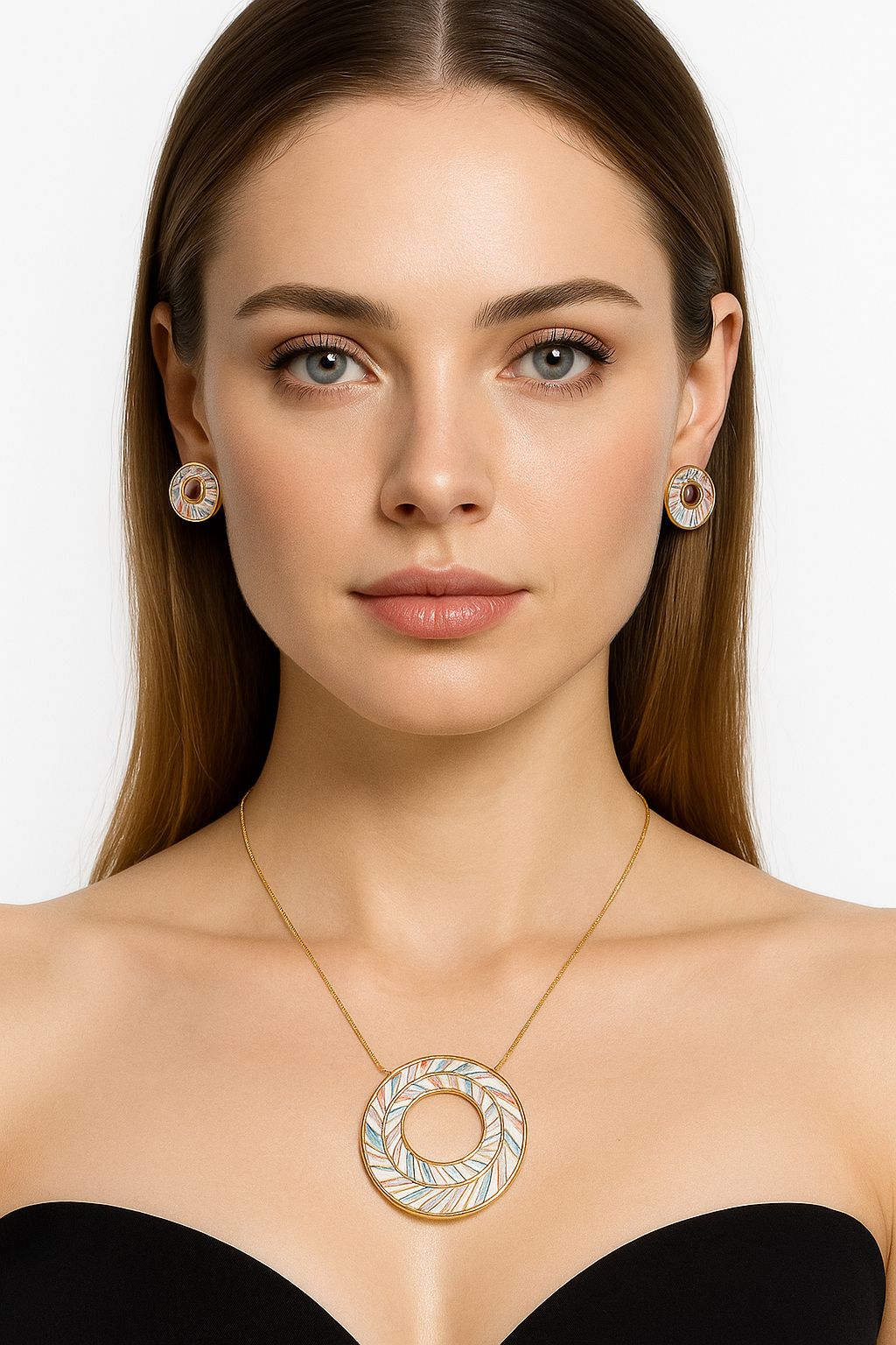 Hand painted enamel necklace with KC gold plated finish