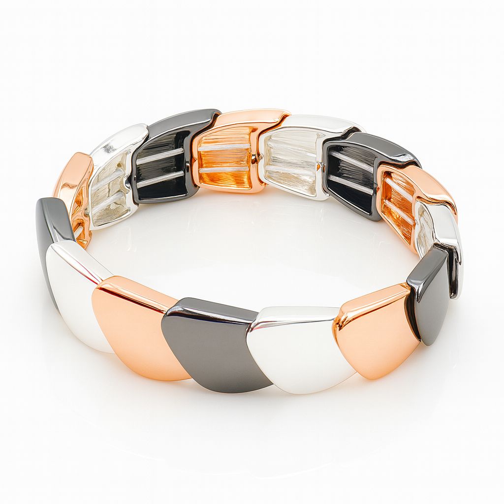Hand-painted multicolor enamel oval bangle with KC gold finish, side angle
