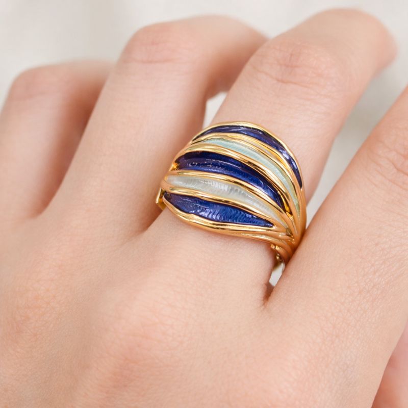 artistic enamel ring with layered design