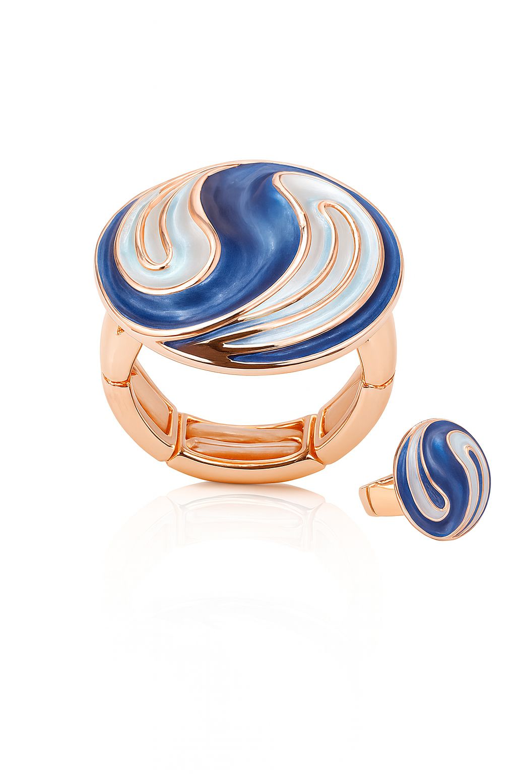 Hand painted enamel statement ring with KC gold plating
