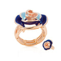 Hand painted enamel rose ring with KC gold plating on white background