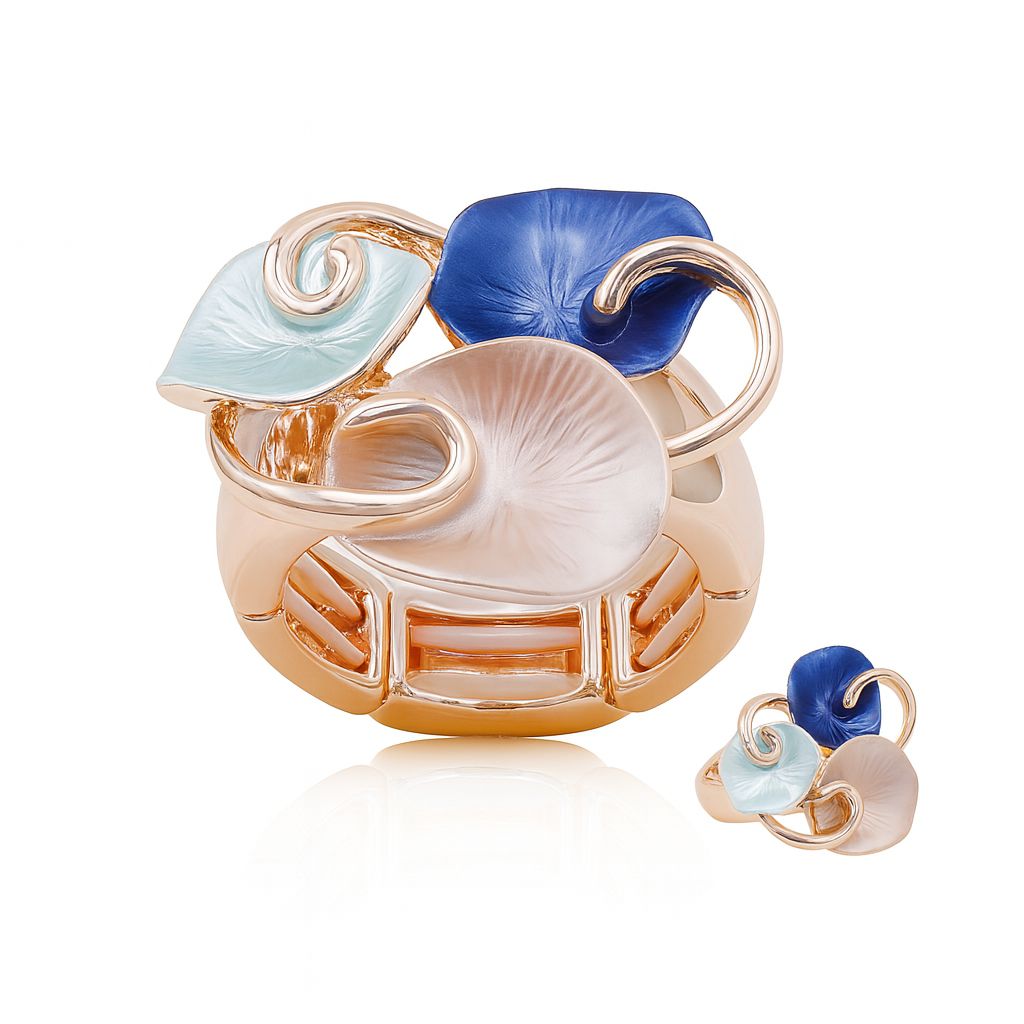 Hand painted enamel statement ring with KC gold plating