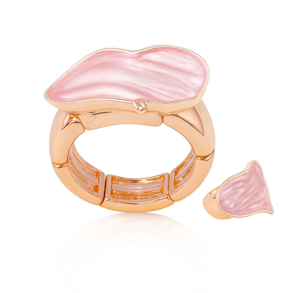 Hand painted enamel statement ring in KC gold plated alloy