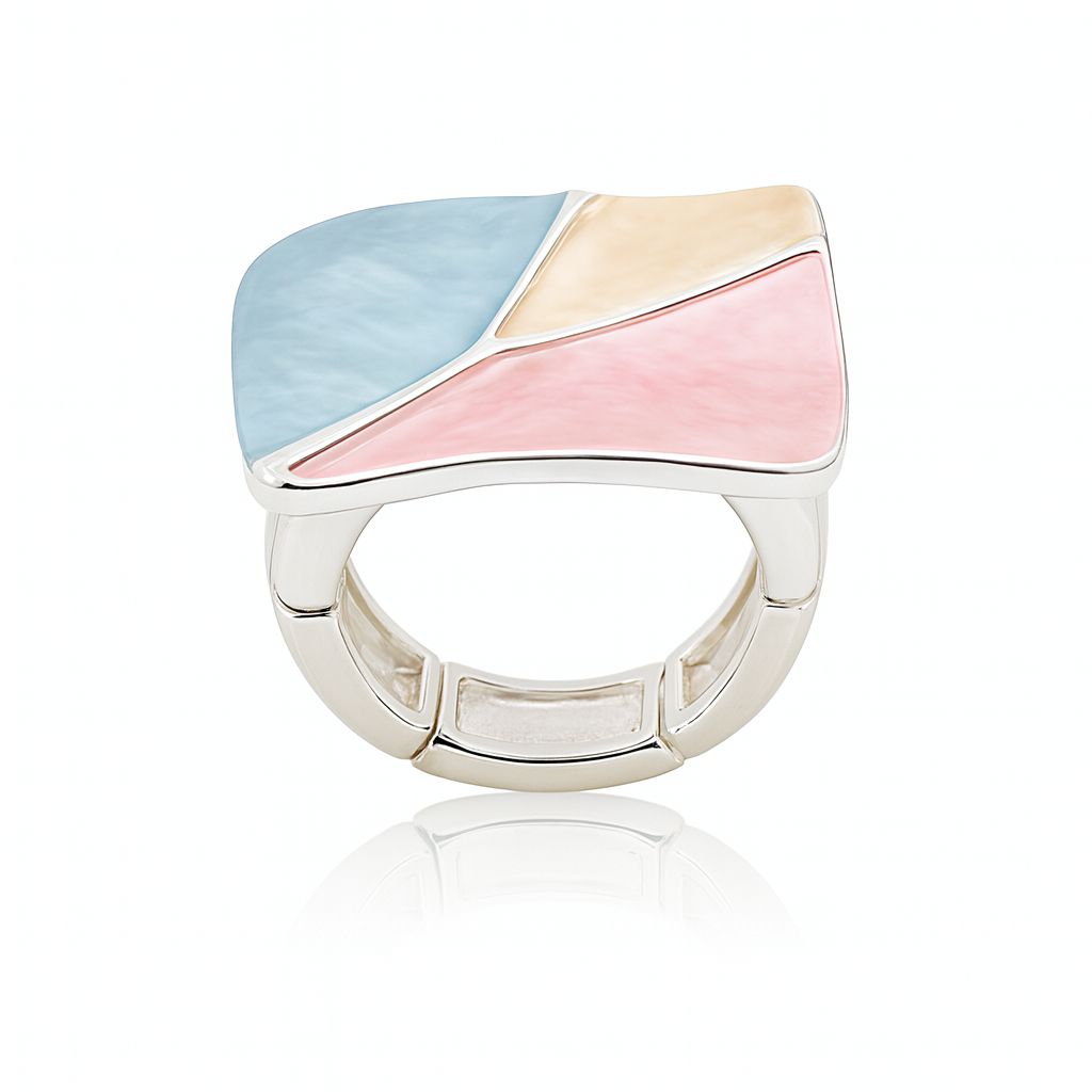 Hand painted enamel statement ring with KC gold plating