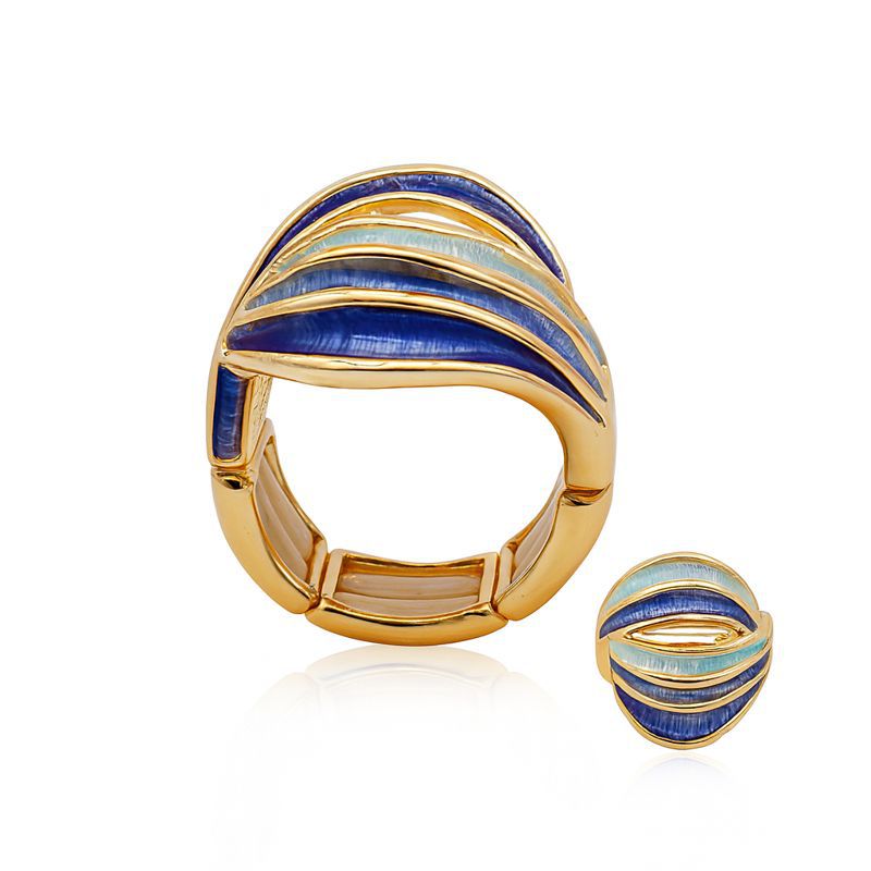 hand painted enamel statement ring with kc gold plating