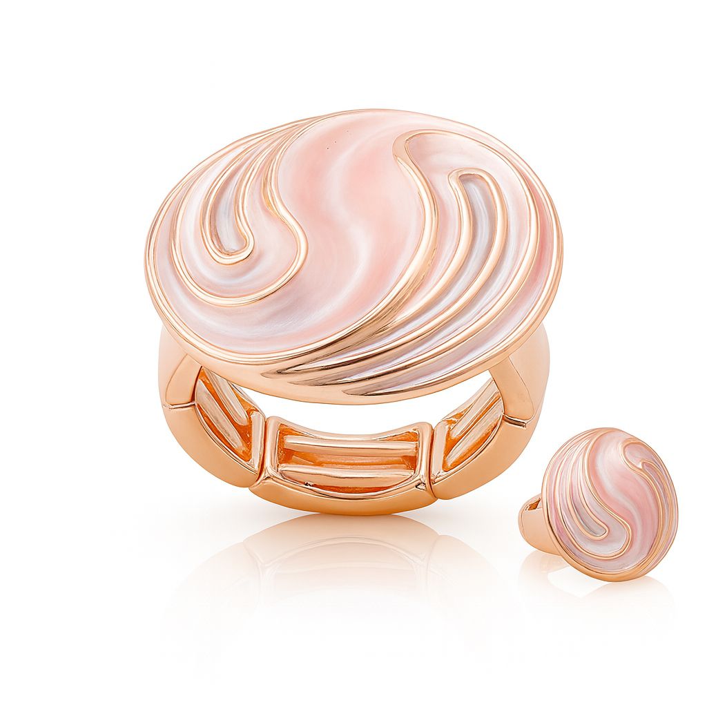 Hand painted enamel statement ring in KC gold plated alloy