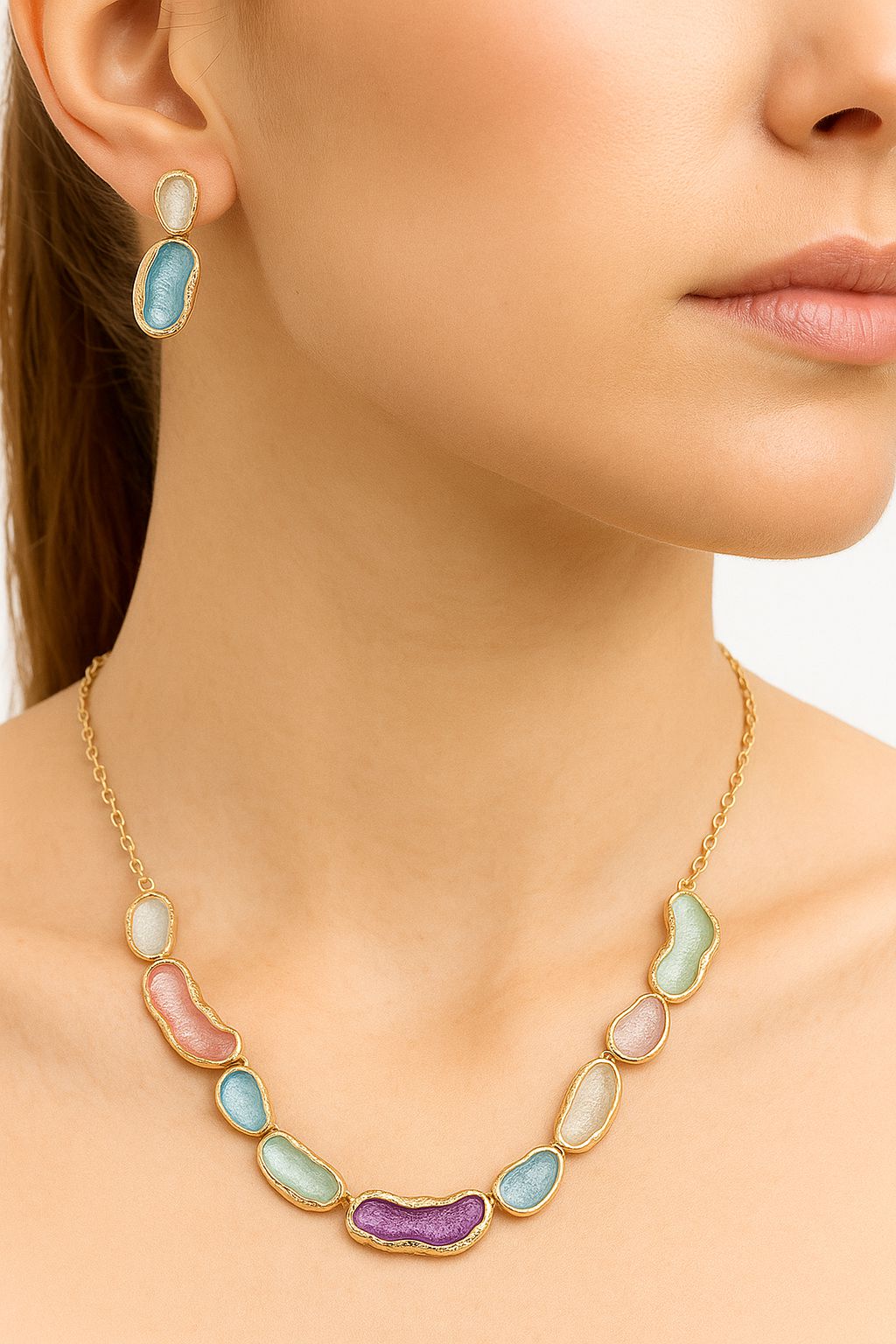 Hand-painted enamel stud earrings with KC gold plated finish