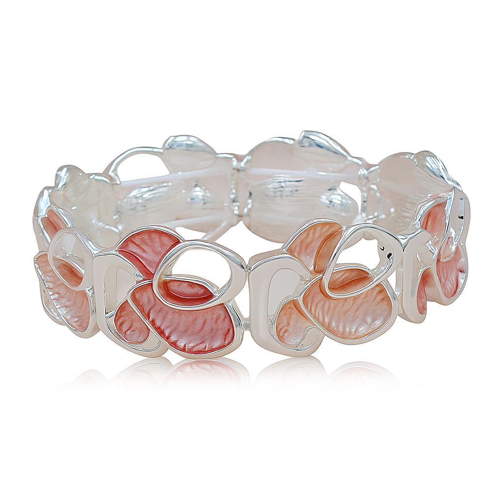 Hand painted floral bracelet worn on wrist