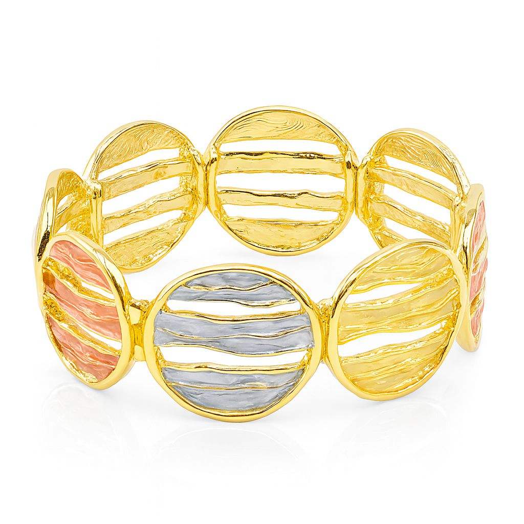Colorful alloy bracelet for women in gold, coral and silver tones