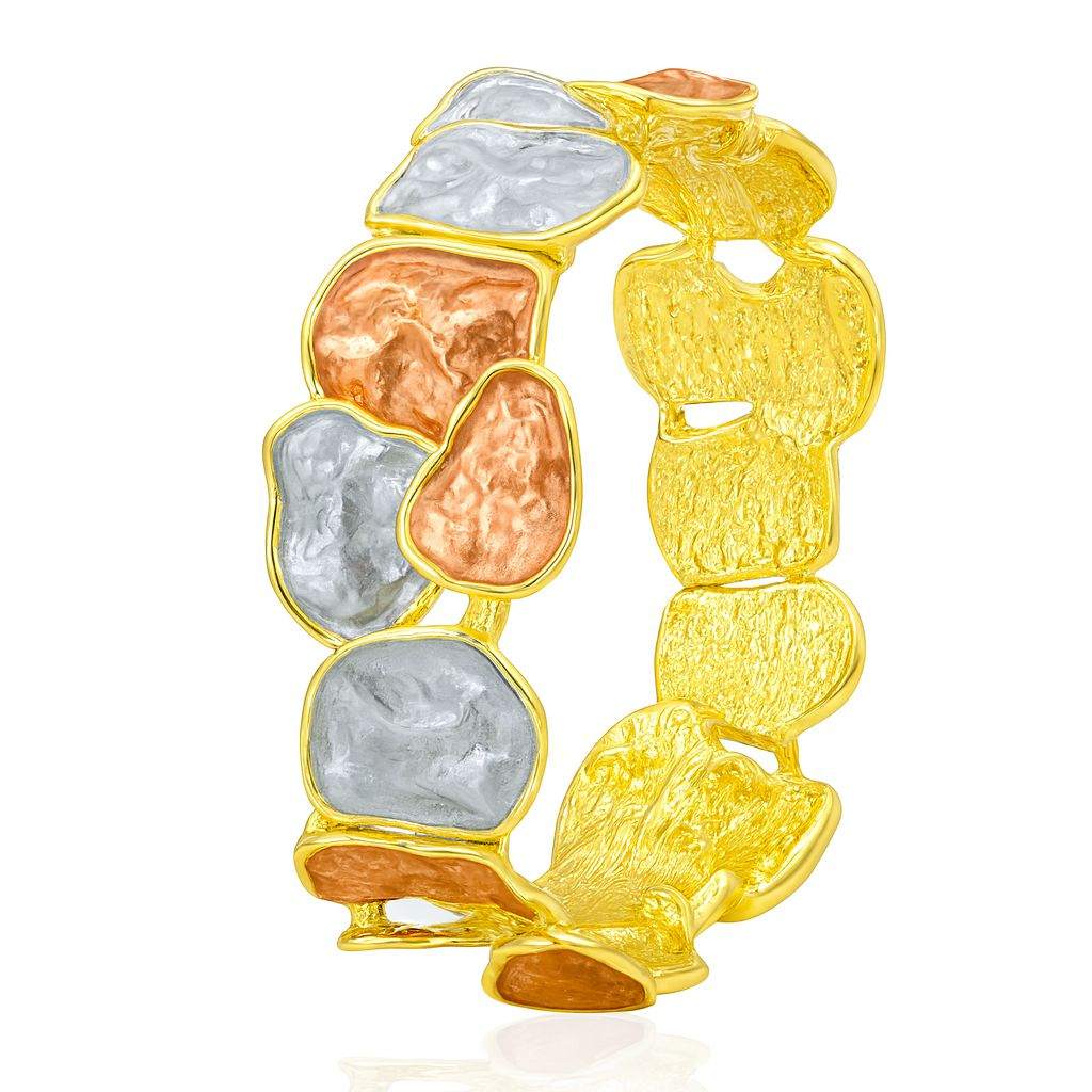 Tri-color hand-painted enamel gold bracelet for women