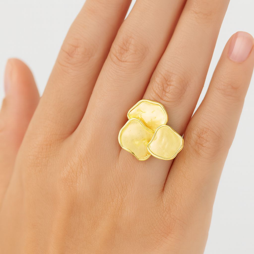 Artistic hand-painted gold fashion ring for women