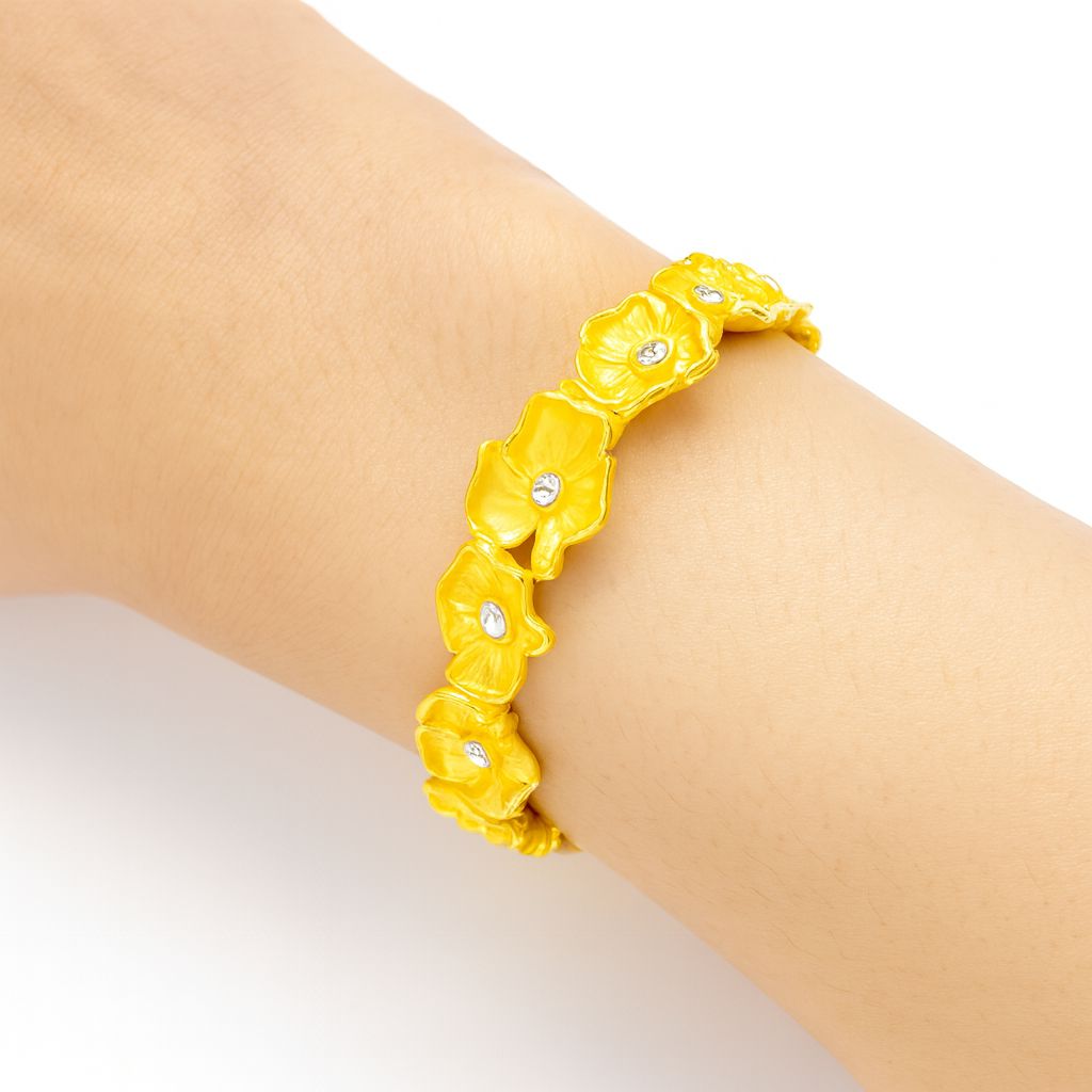 Hand-painted enamel flower bracelet women’s jewelry