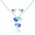 Hand painted enamel heart necklace and earrings set in KC gold plated alloy
