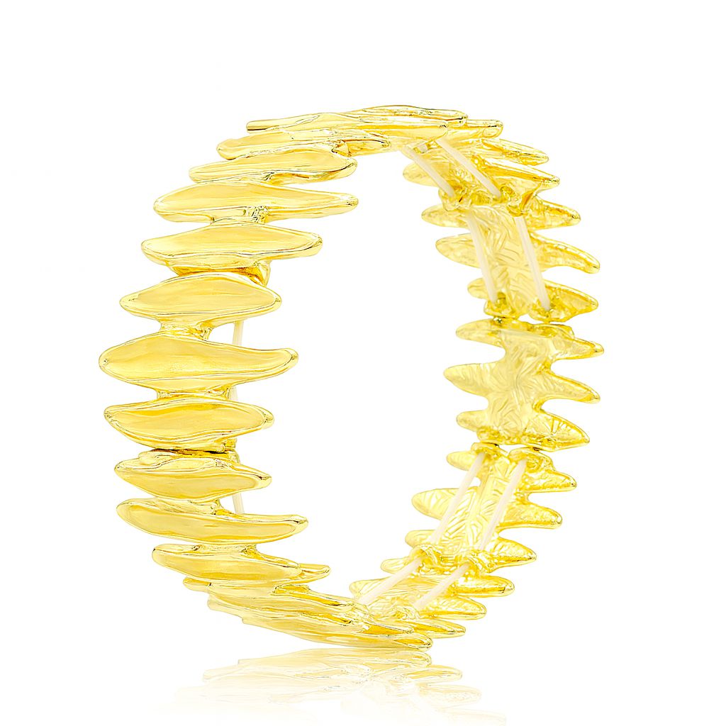 “KC gold plated alloy bracelet with textured hand-painted enamel finish”