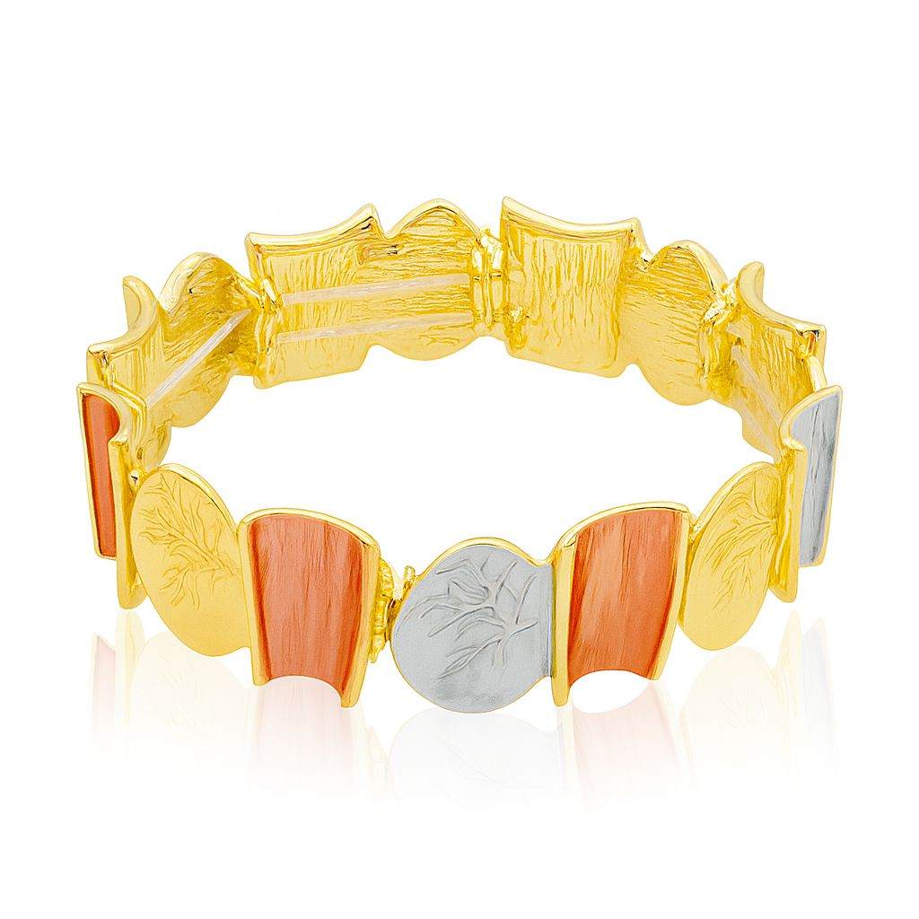 KC gold-plated colorblock Hand-Painted Enamel bracelet with abstract enamel detailing