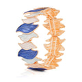 Hand-painted blue and white enamel leaf bracelet with KC gold plating