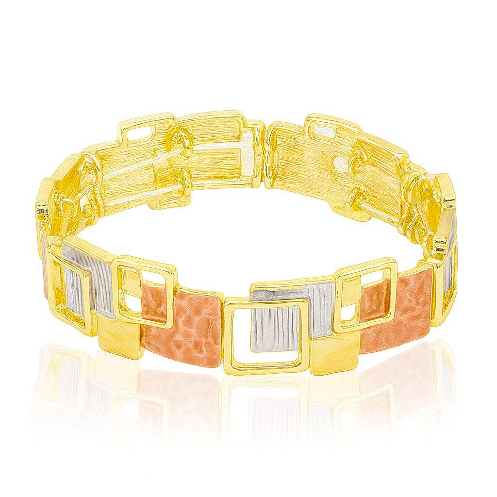 Hand-painted multi color square panel bangle