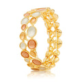 Hand-painted enamel gold bangle with pastel oval charms for women