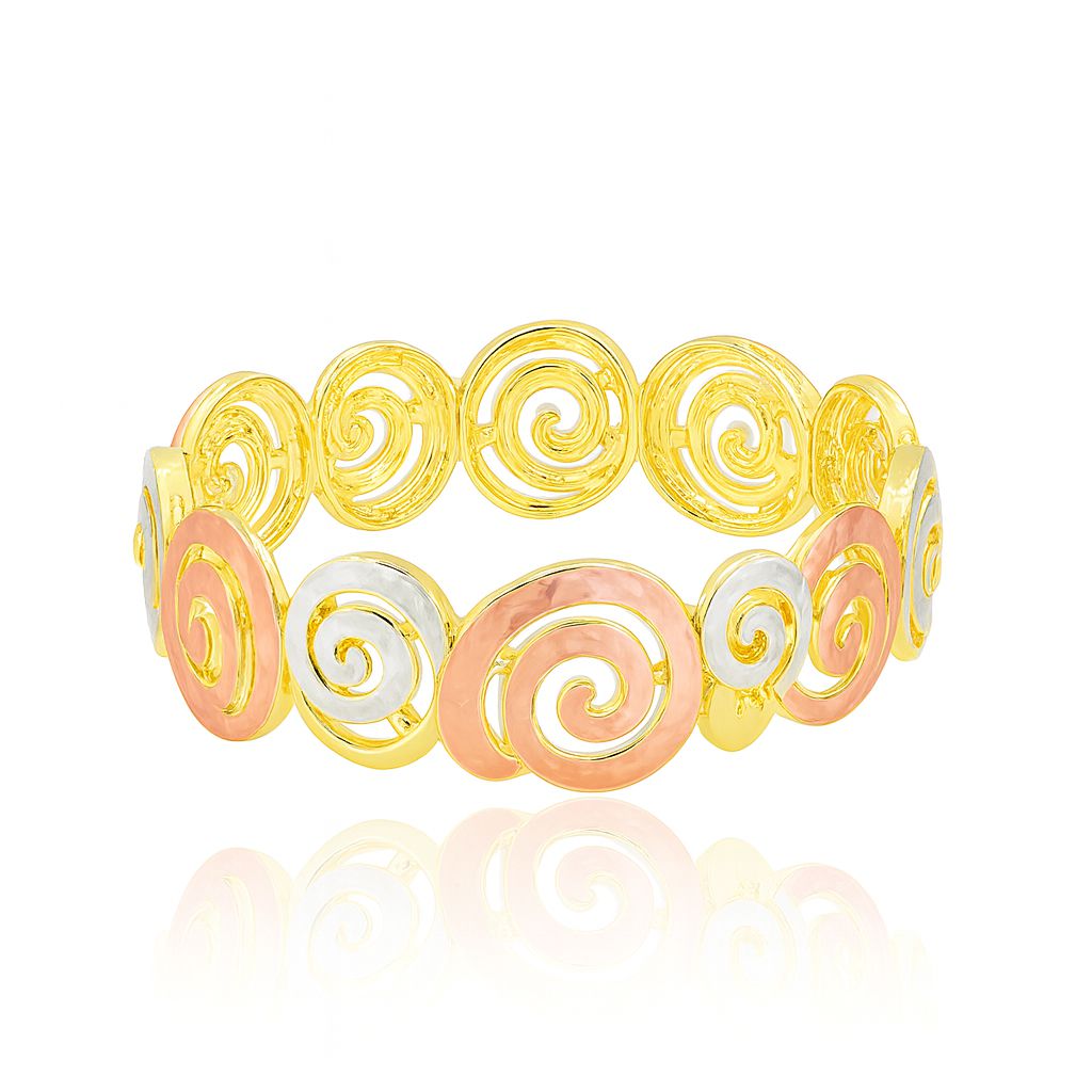 Hand-painted swirl design bracelet in gold and enamel