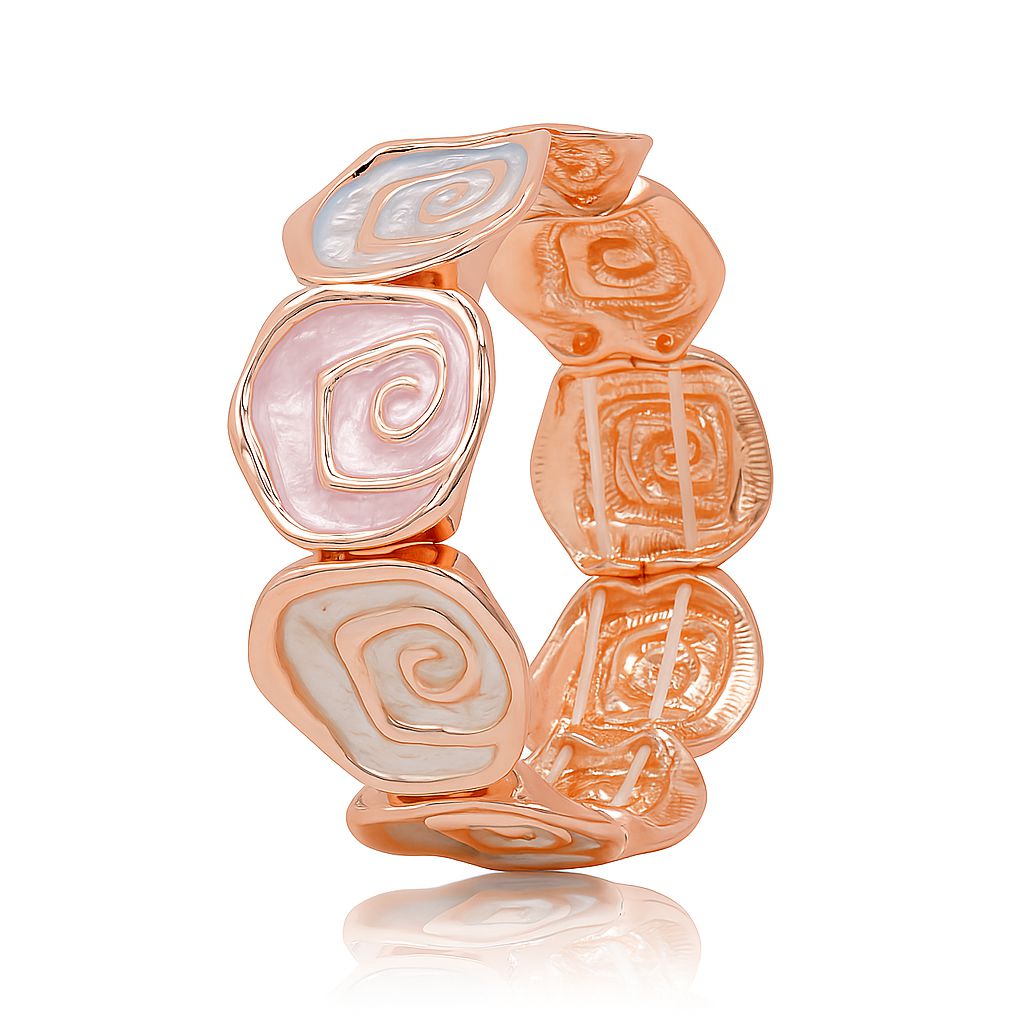 Hand-painted spiral enamel bracelet with KC gold plating