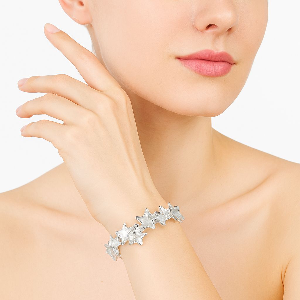 Elastic star bangle jewelry with enamel finish