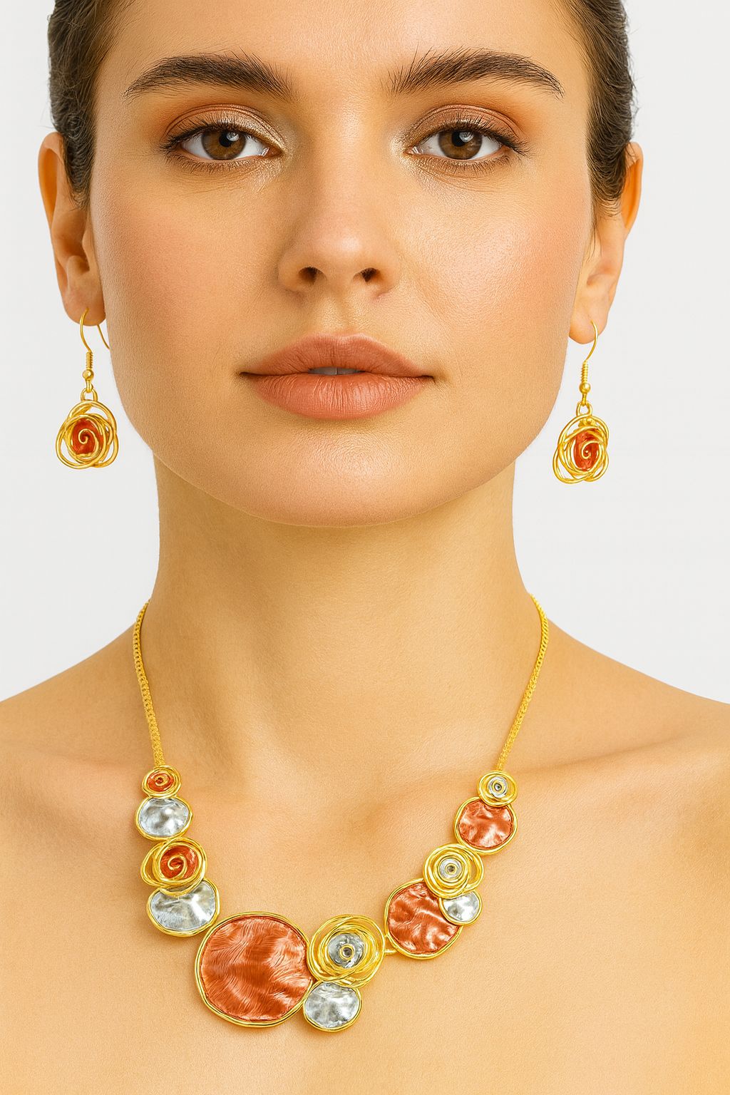 Luxury jewelry gift box featuring KC gold artistic necklace set