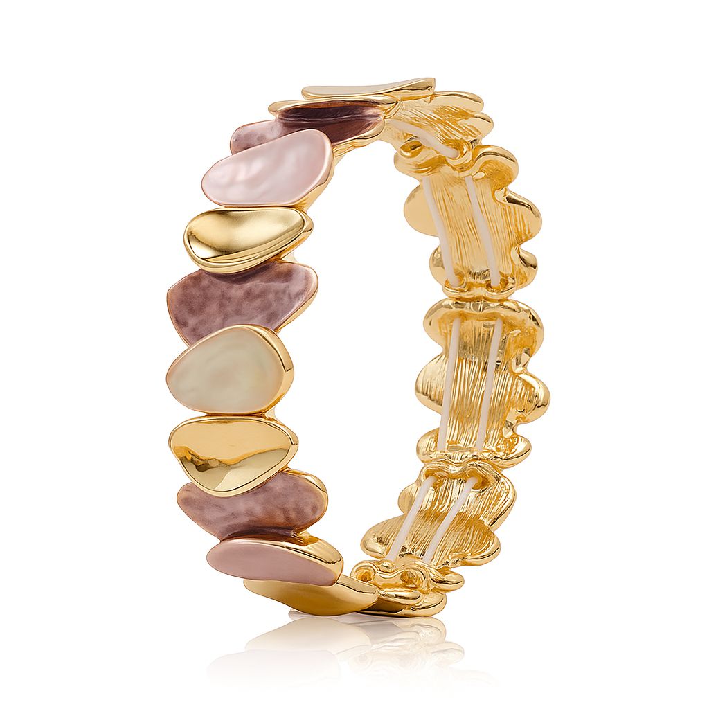 Handcrafted KC gold plated enamel bracelet with abstract oval elements