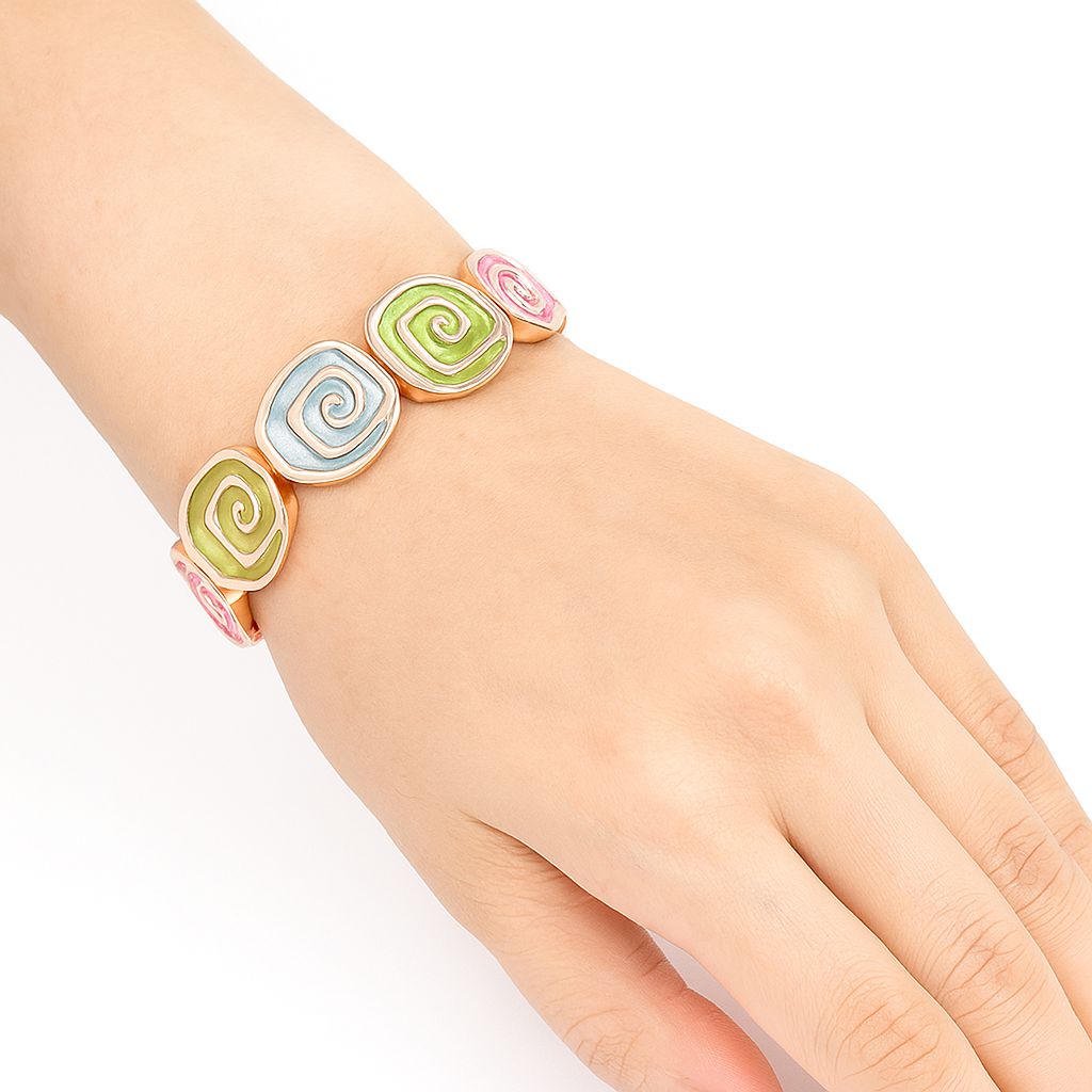 KC gold plated alloy bracelet with multi-color enamel design