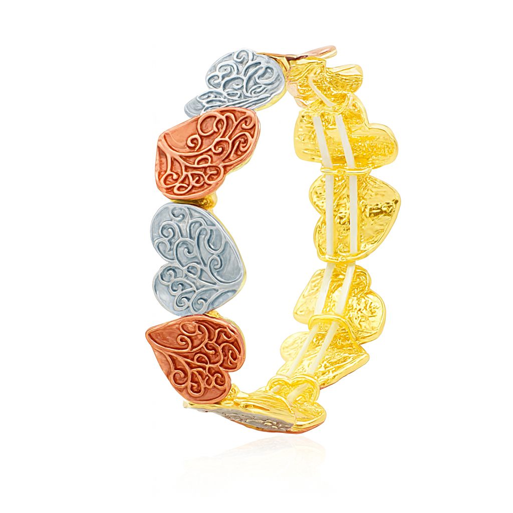 KC gold bracelet with hand-painted heart enamel design for women