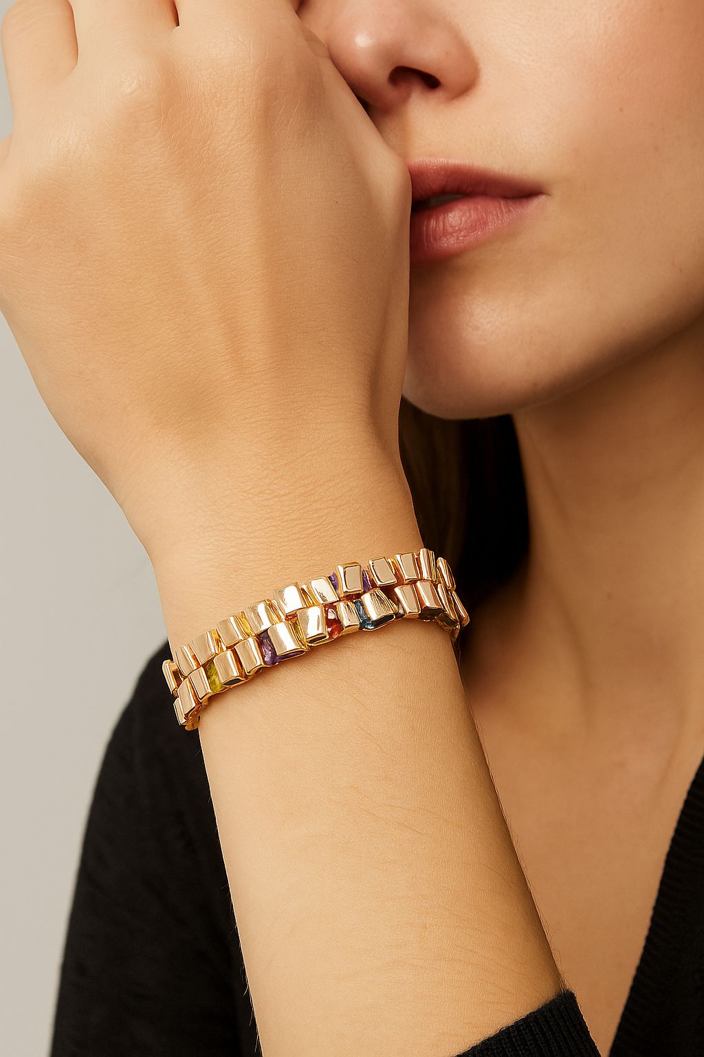 Romantic heart bracelet worn on wrist – handmade enamel jewelry