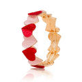 KC gold hand-painted enamel heart bracelet for women – red and pink charm bangle
