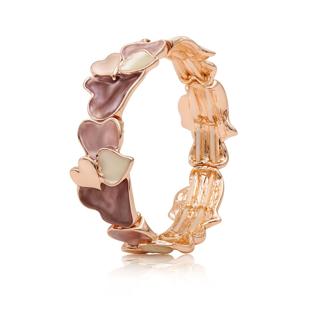 Pastel pink KC gold heart enamel bracelet front view