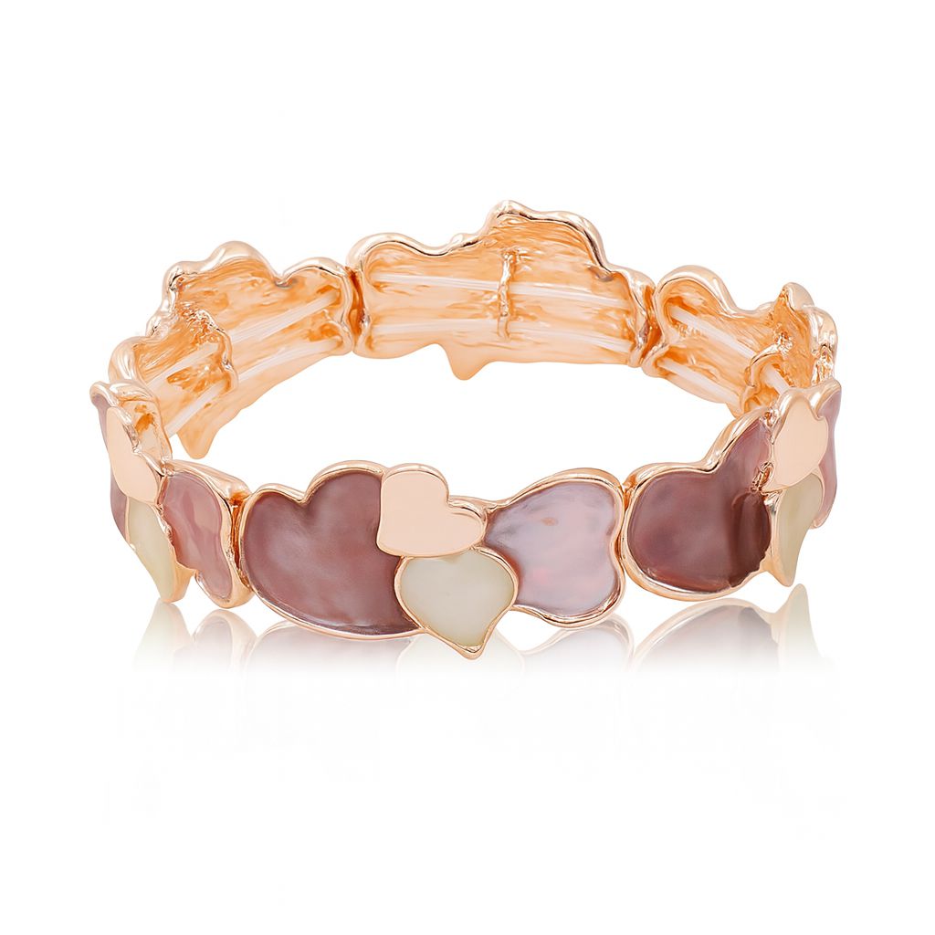 Side view of heart-link enamel bracelet in pastel colors