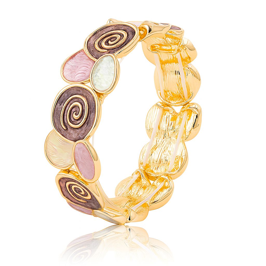 Hand-painted KC gold enamel heart bracelet for women