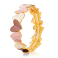 Hand-painted ocean blue KC silver bangle bracelet with irregular shell texture