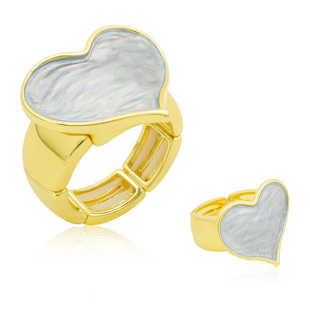 Heart-shaped KC gold plated ring with enamel detail