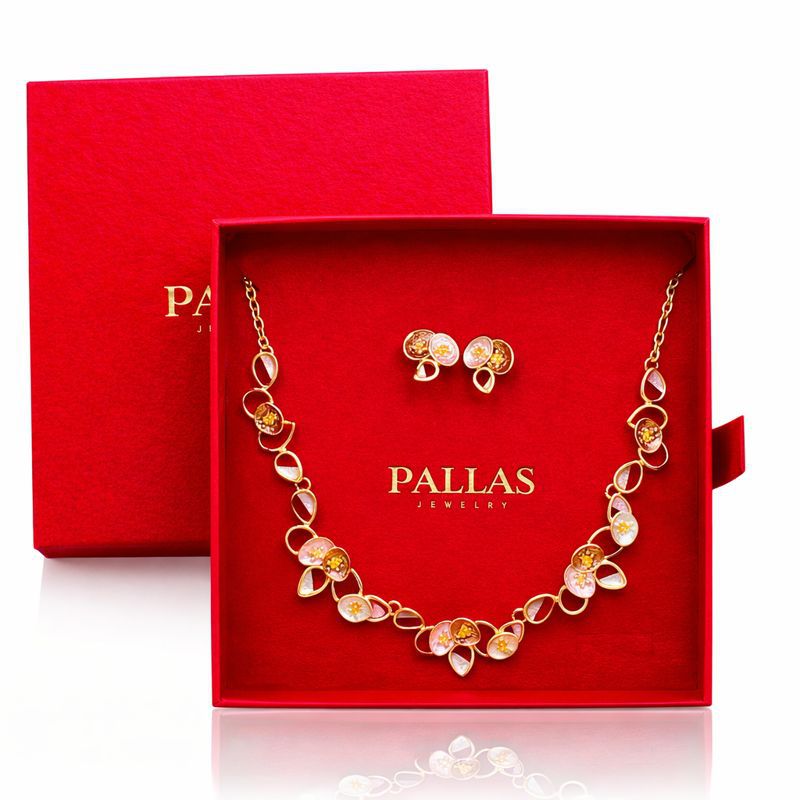 KC gold plated necklace and earrings jewelry gift set packaging