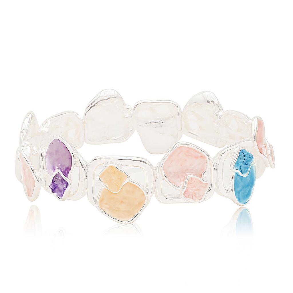 Women’s KC gold hand-painted enamel bracelet set in colorful abstract design