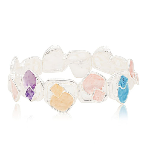Women’s KC gold hand-painted enamel bracelet set in colorful abstract design