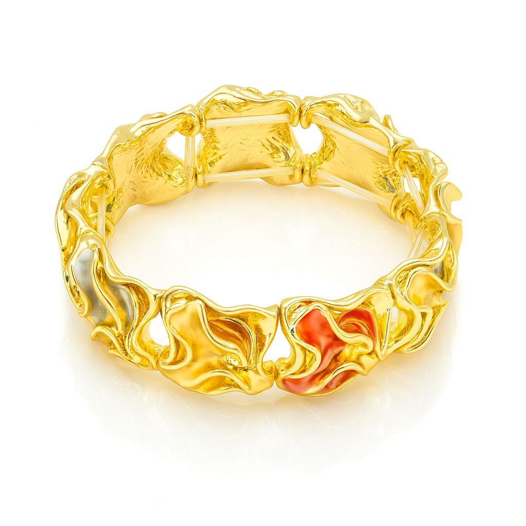 Artistic color block enamel bangle modern design