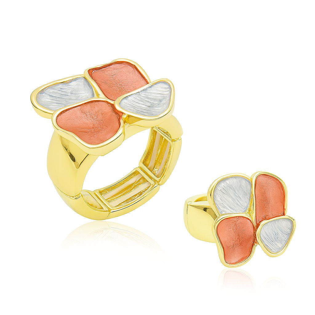 KC gold plated hand-painted enamel abstract ring front view
