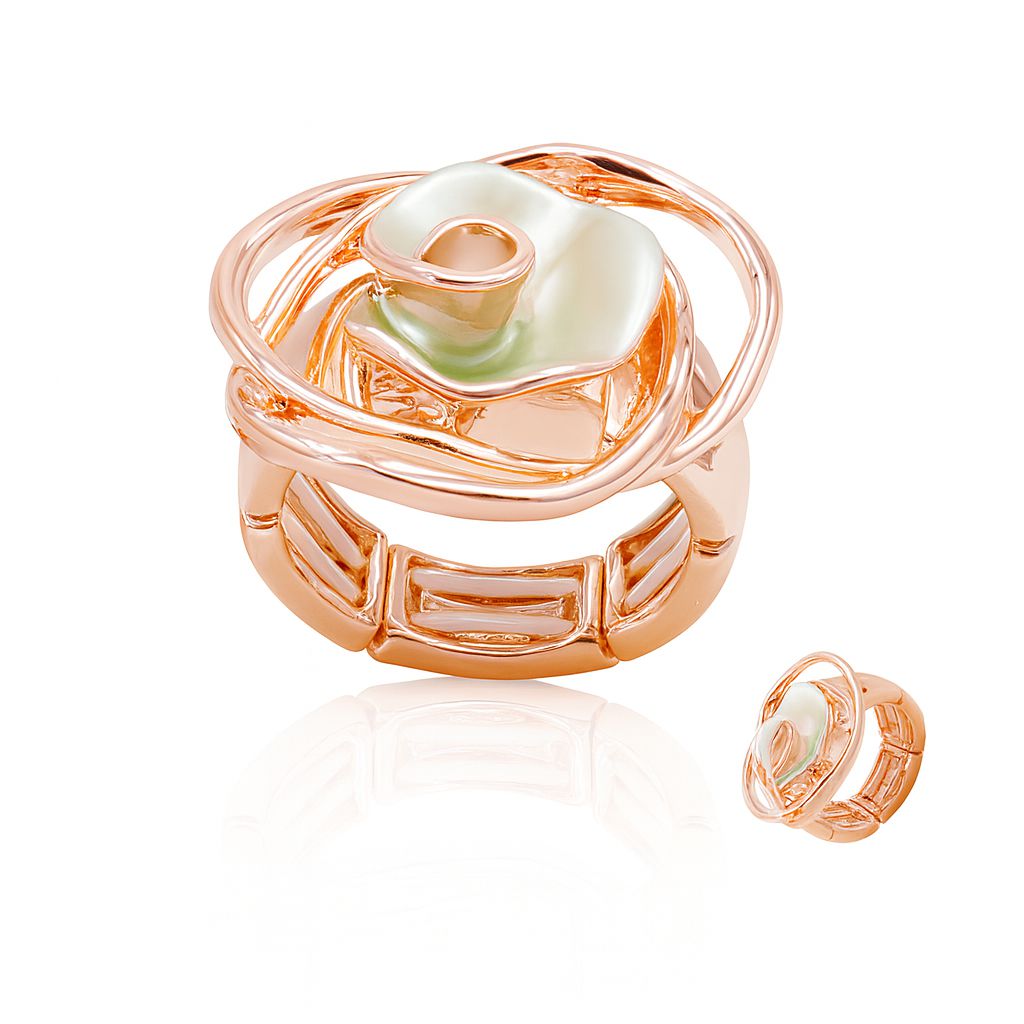 KC gold plated abstract swirl ring with hand painted enamel