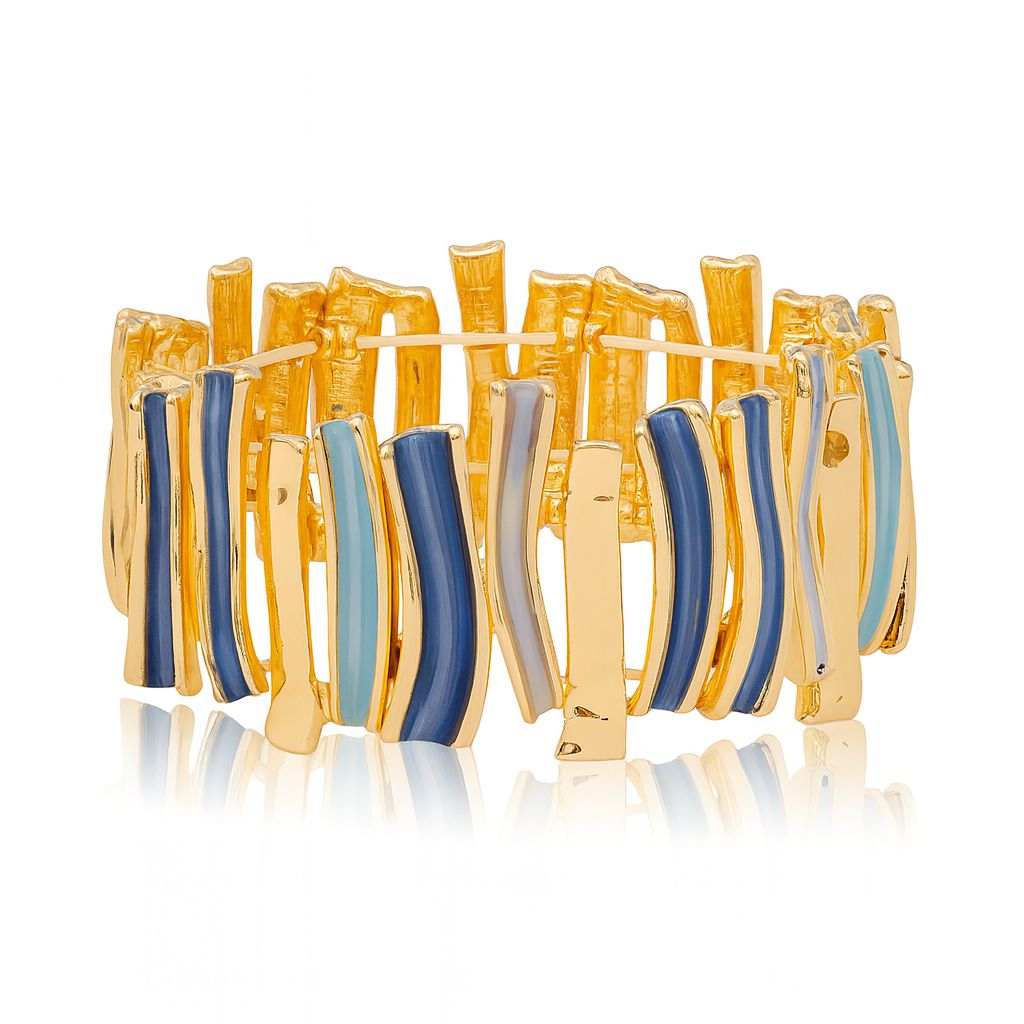 Artistic brushstroke texture on KC gold alloy bracelet for women