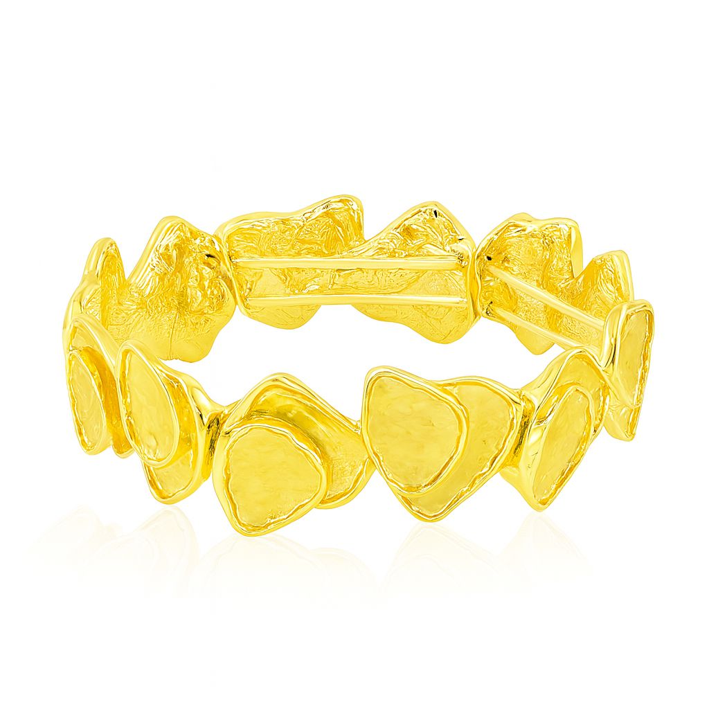 Artistic alloy bracelet with irregular organic shapes in KC gold