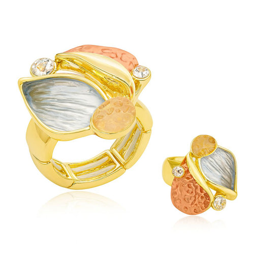 KC gold plated artistic enamel statement ring for women