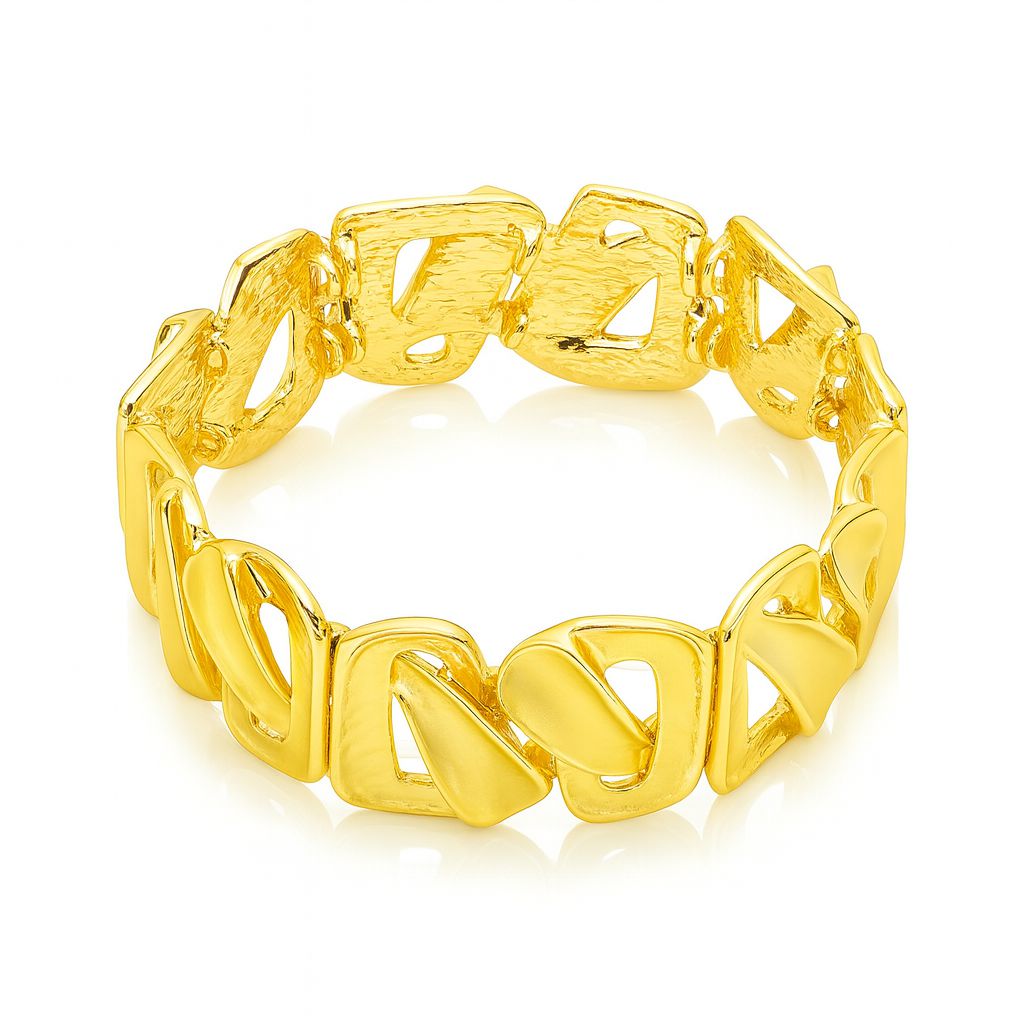 “KC gold geometric link bracelet front view for women”