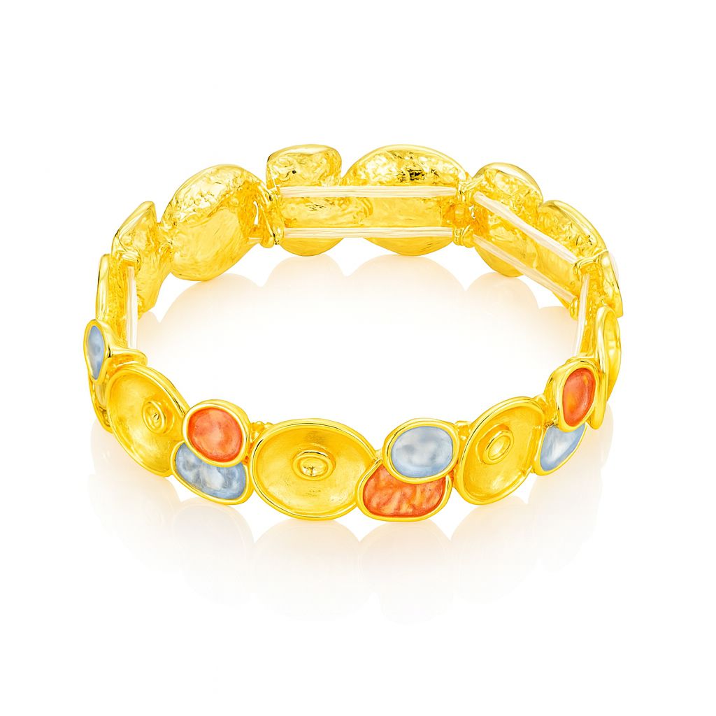 Artistic multi-color enamel disc bangle jewelry