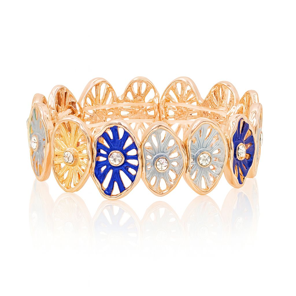 Colorful enamel bangle bracelet with KC gold plating – side angle