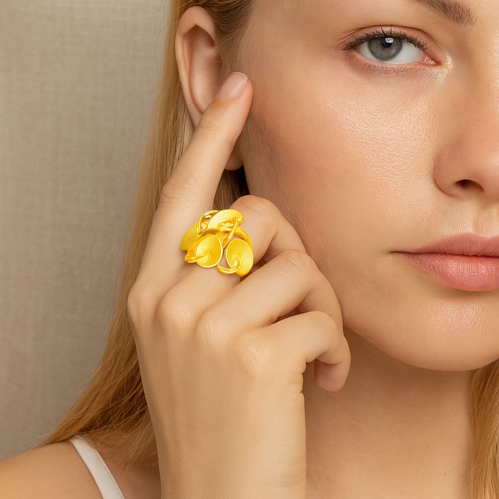 Hand-painted artistic statement ring with adjustable band